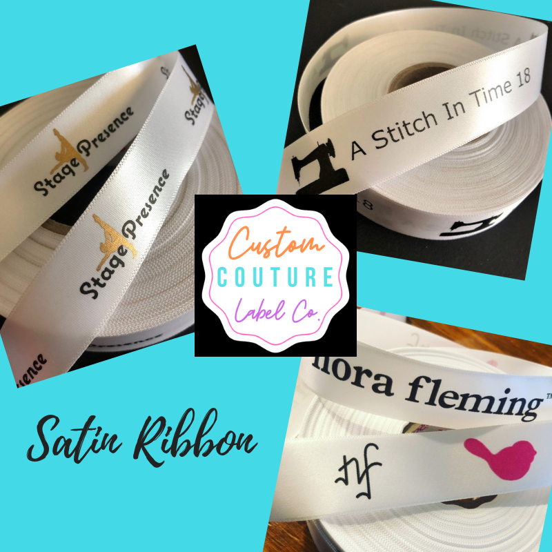Printed satin ribbon clearance labels