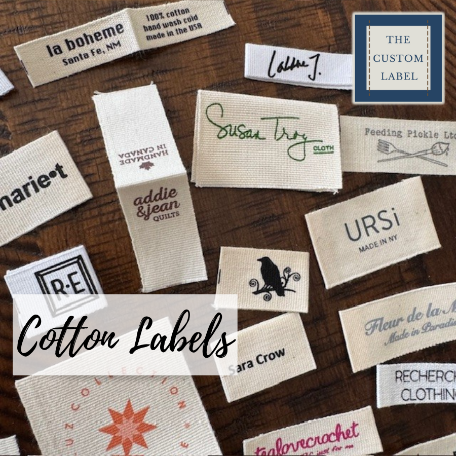 Cotton Printed Labels - White - Black - Natural