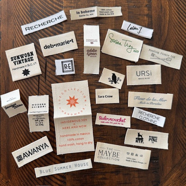 Cotton Printed Labels - White - Black - Natural