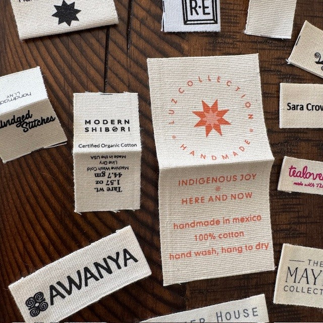 Cotton Printed Labels - White - Black - Natural