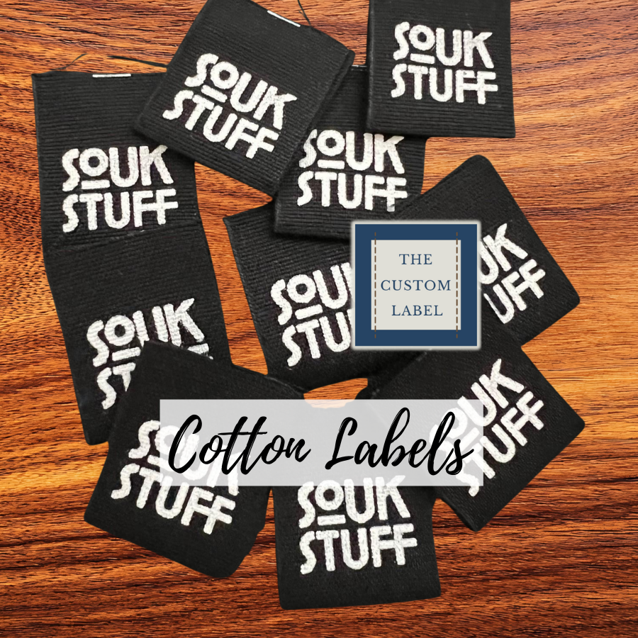 Cotton Printed Labels - White - Black - Natural