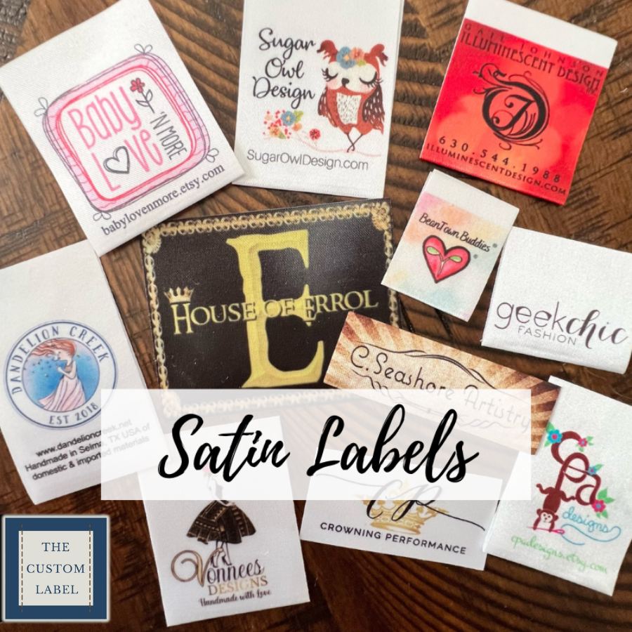 Satin Printed Labels - Sew On - Iron On - Self Adhesive