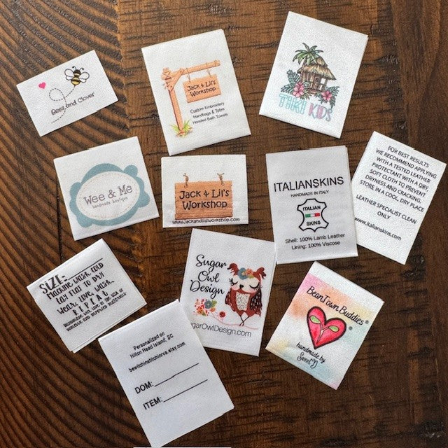 Satin Printed Labels - Sew On - Iron On - Self Adhesive