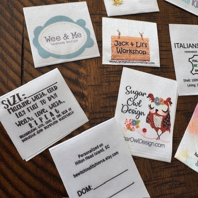 Satin Printed Labels - Sew On - Iron On - Self Adhesive