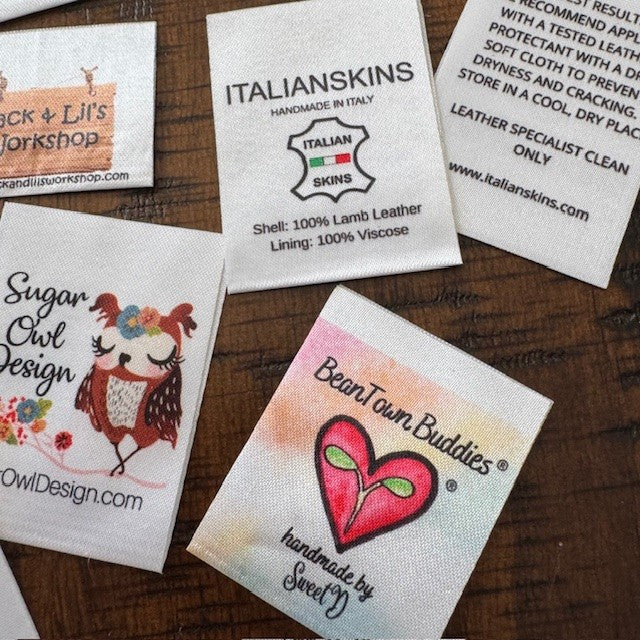 Satin Printed Labels - Sew On - Iron On - Self Adhesive