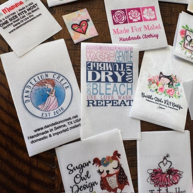 Satin Printed Labels - Sew On - Iron On - Self Adhesive