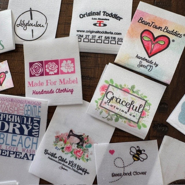 Satin Printed Labels - Sew On - Iron On - Self Adhesive