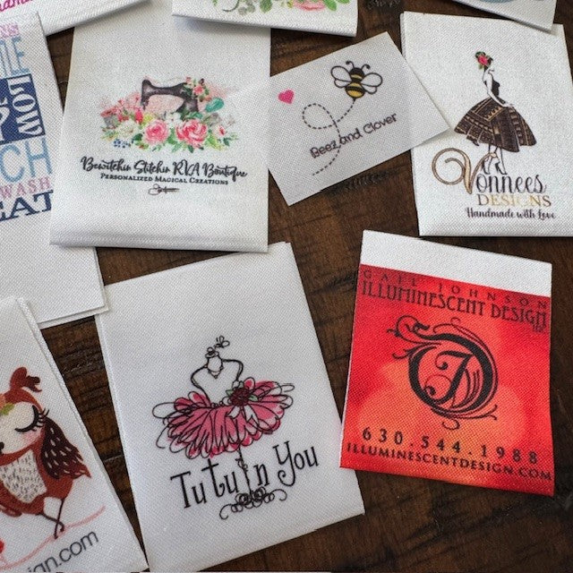Satin Printed Labels - Sew On - Iron On - Self Adhesive