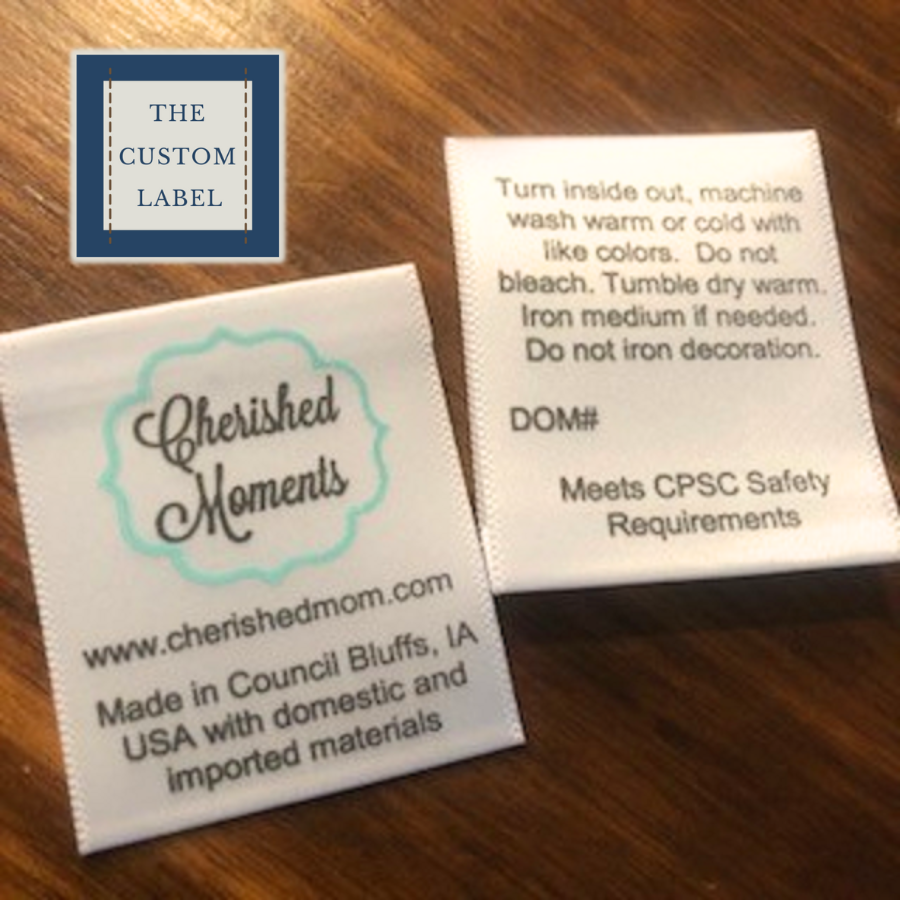 Satin Screen Printed Labels - White - Black