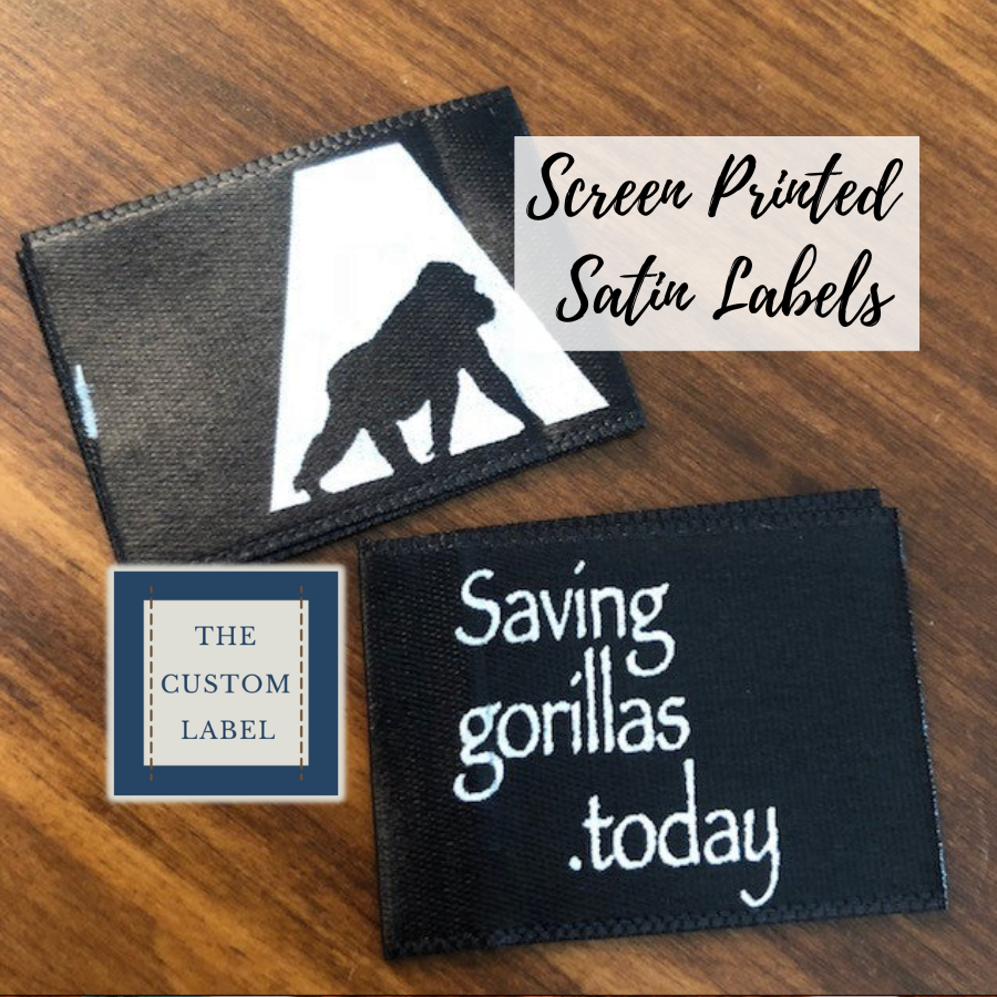 Satin Screen Printed Labels - White - Black