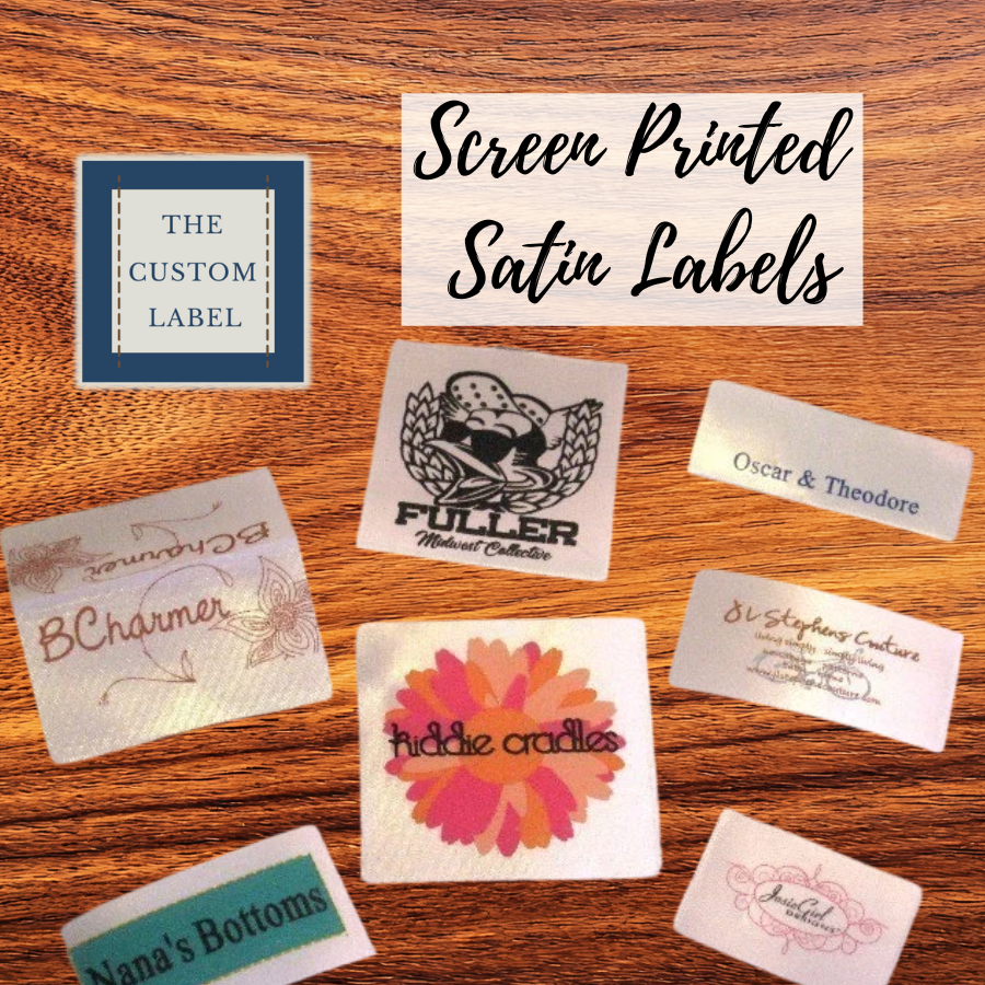 Satin Screen Printed Labels - White - Black