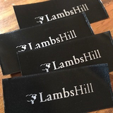 Black Satin Screen Printed Labels with White Logo