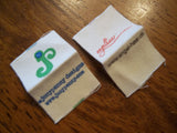 folded cotton labels printed in two colors
