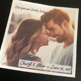 custom photo patch of wedding couple by custom couture label company
