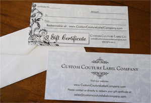 Gift Certificates - Custom Couture Label Company