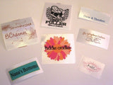 White Satin Screen Printed Labels - Sew On - Custom Couture Label Company
