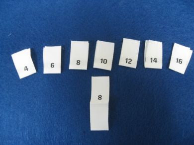 Woven Size Labels - Sew On - Quantity of 50 of One Size - Custom Couture Label Company