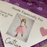 Little Girl's Quilt with Corner Quilt Photo Label by Custom Couture Label Company