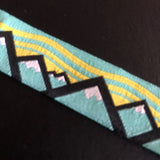 close up detail of woven ribbon